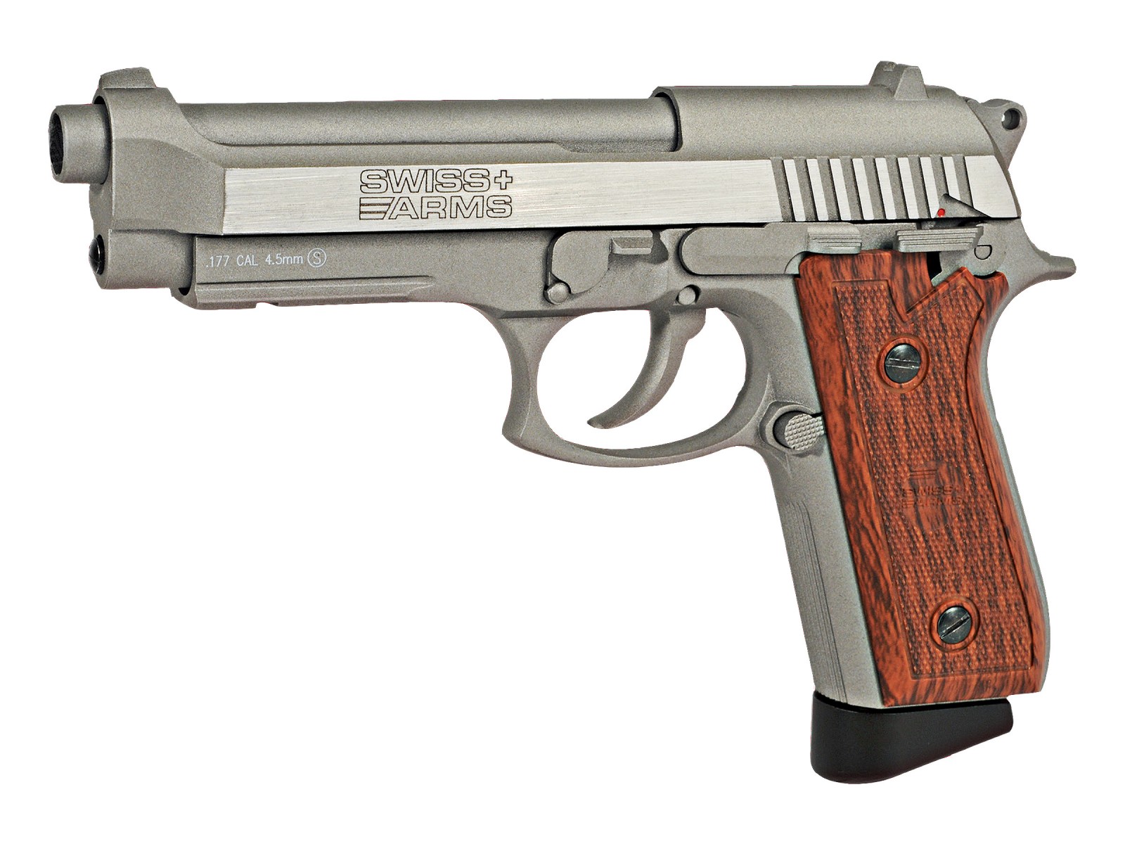 Swiss Arms SA92 CO2 Stainless Pistol, Brown Grips