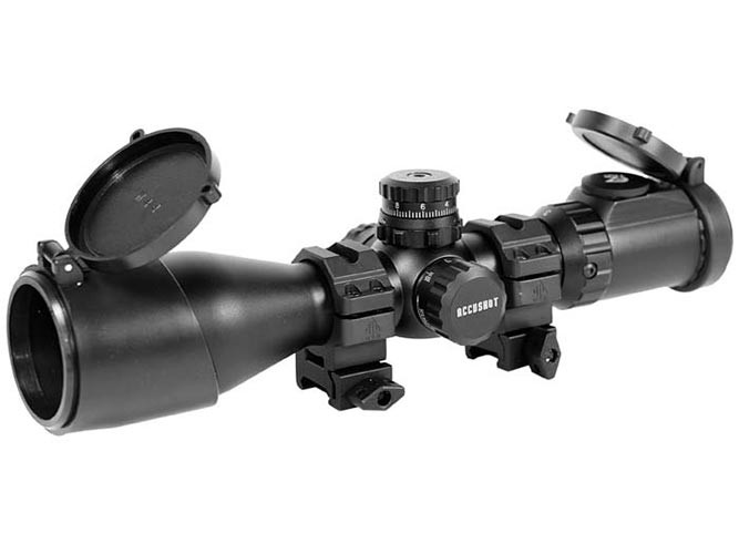 Leapers 3-12X44 AO SWAT Compact Accushot Rifle Scope, EZ-TAP, Illuminated Mil-Dot Reticle, 1/4 MOA, 30mm Tube, See-Thru Weaver R