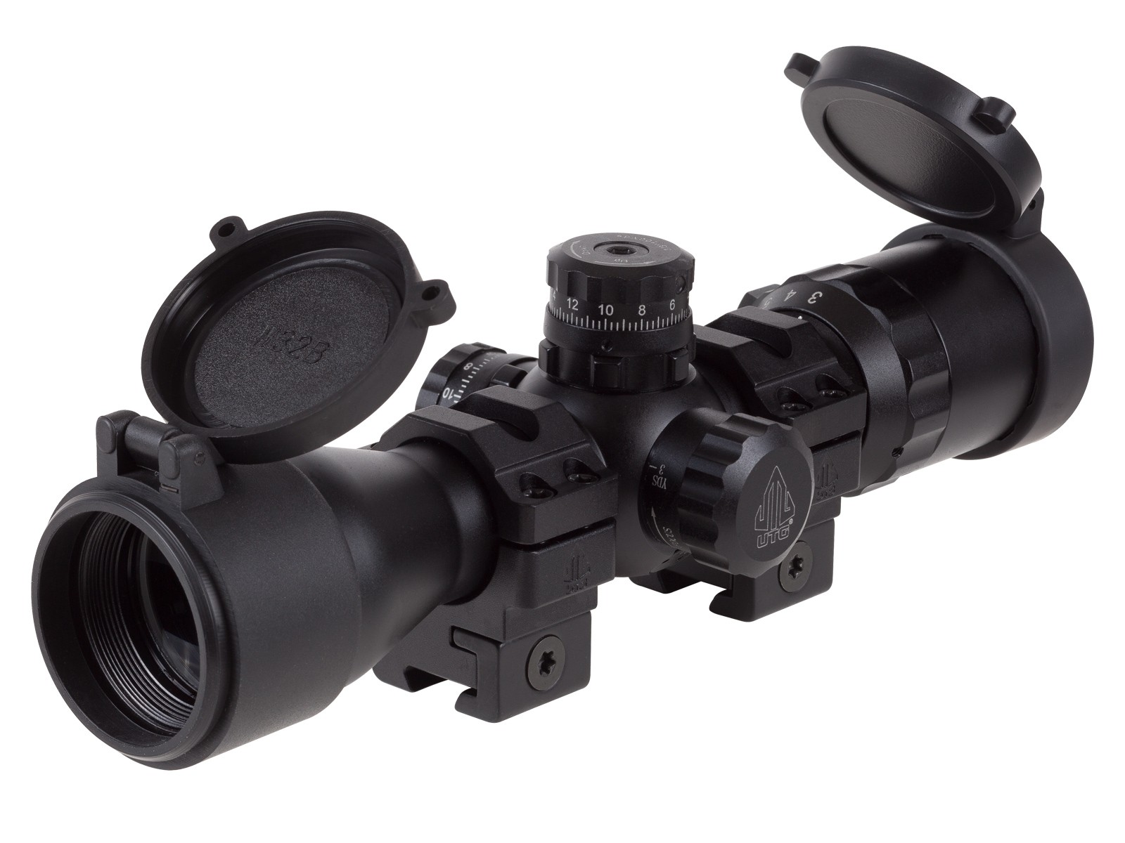 UTG BugBuster 3-12X32 Scope, 1/3 MOA AO, Mil-dot Reticle, Med. Dovetail Rings